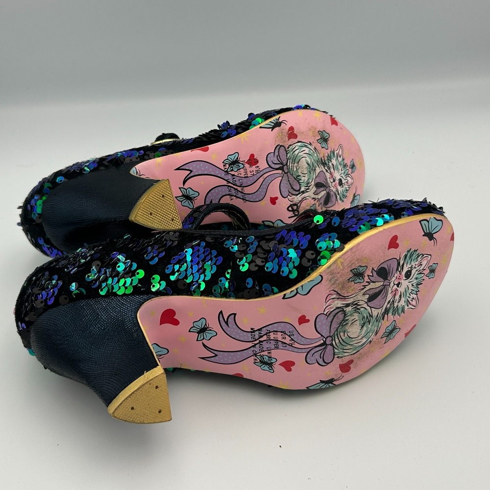 Irregular Choice Green Blue Sequin Party Heels Holiday Christmas Mermaid Oz -6.5 - Picture 16 of 16